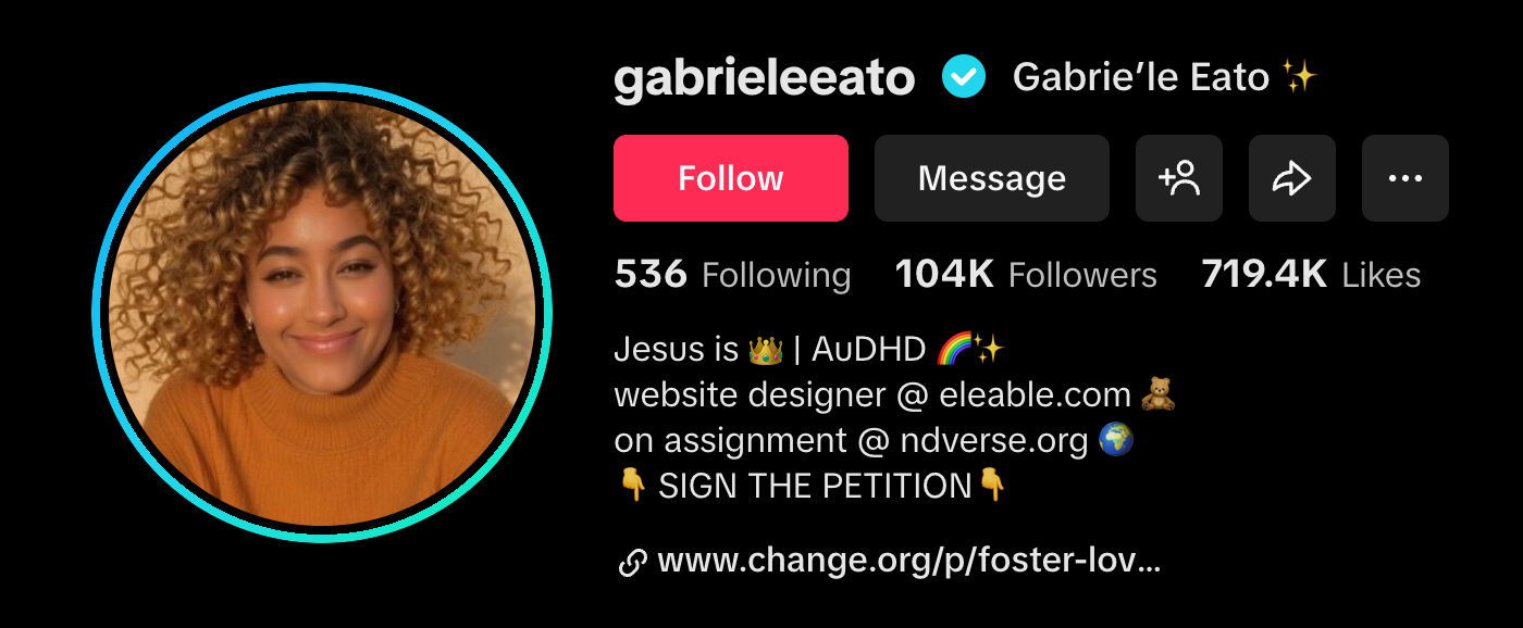 TikTok profile preview for Gabrieleeato
