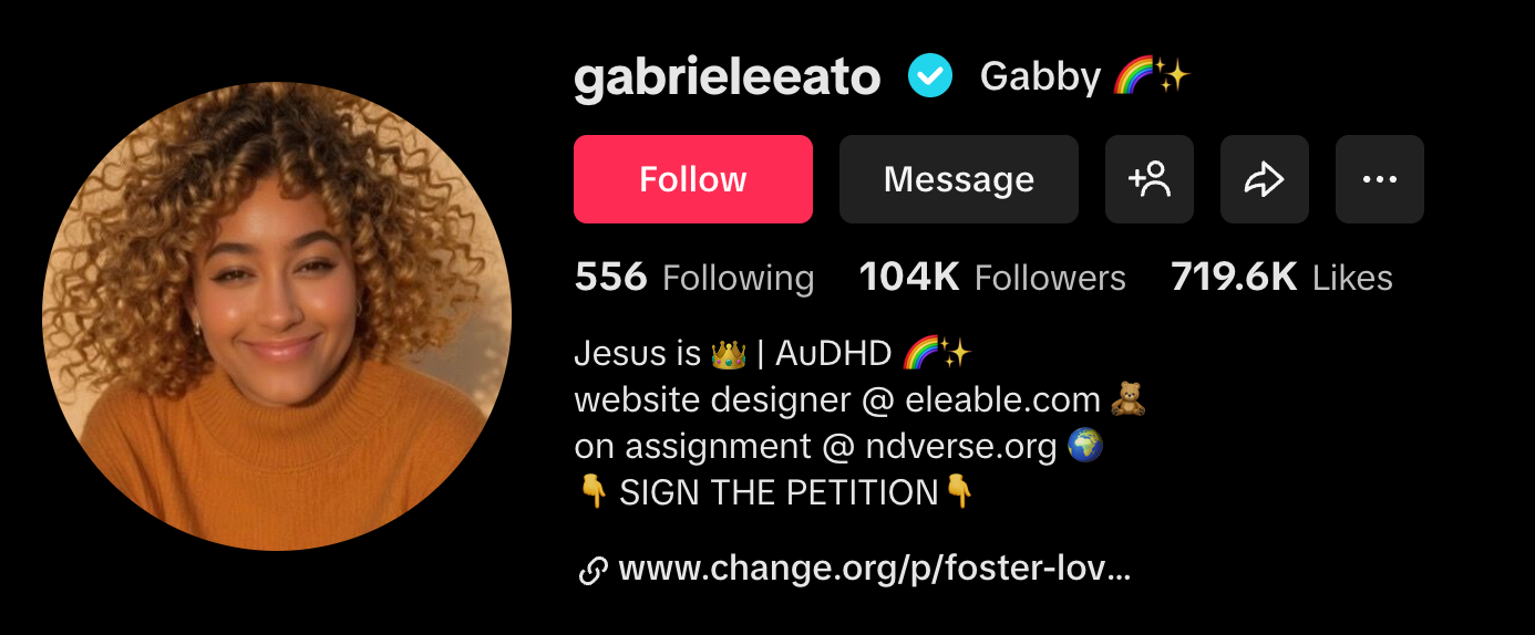 TikTok profile preview for Gabrieleeato