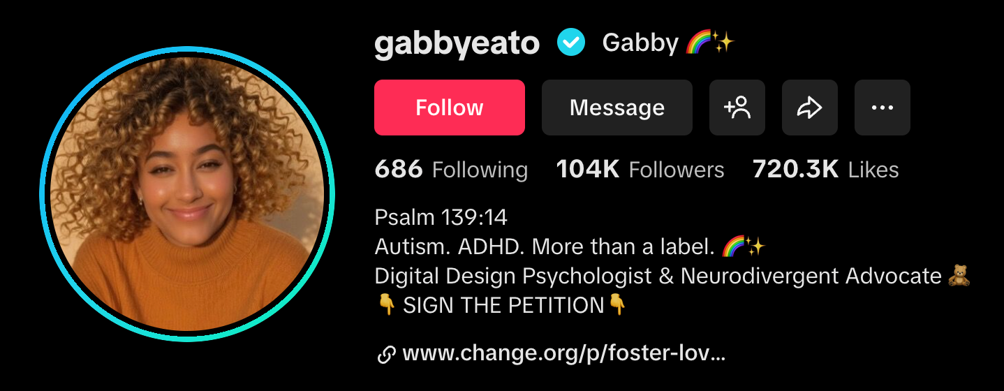 TikTok profile preview for Gabrieleeato