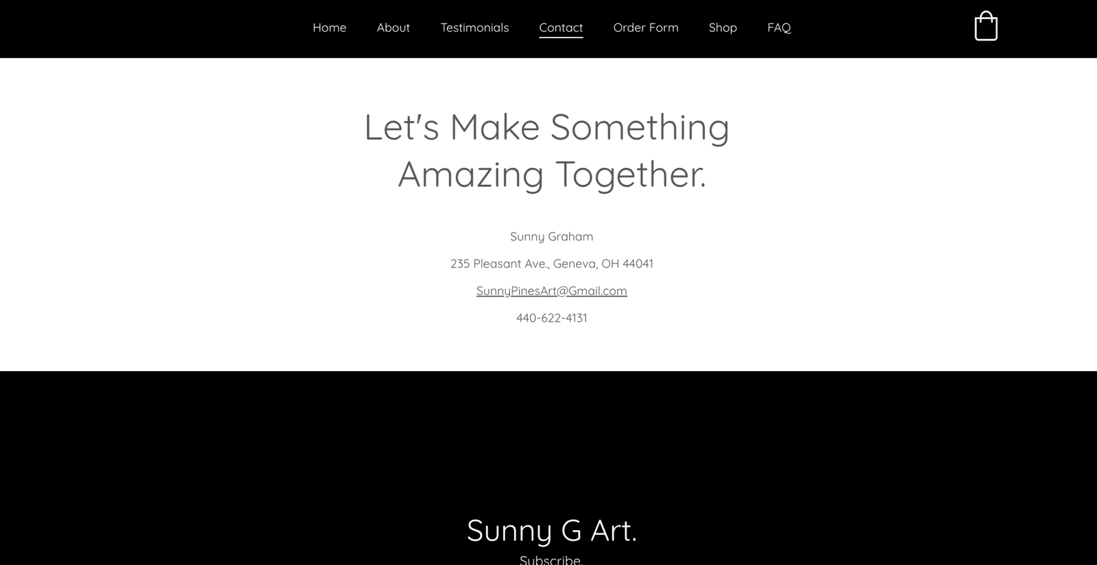 Sunny Pine Art Website Screenshot 4
