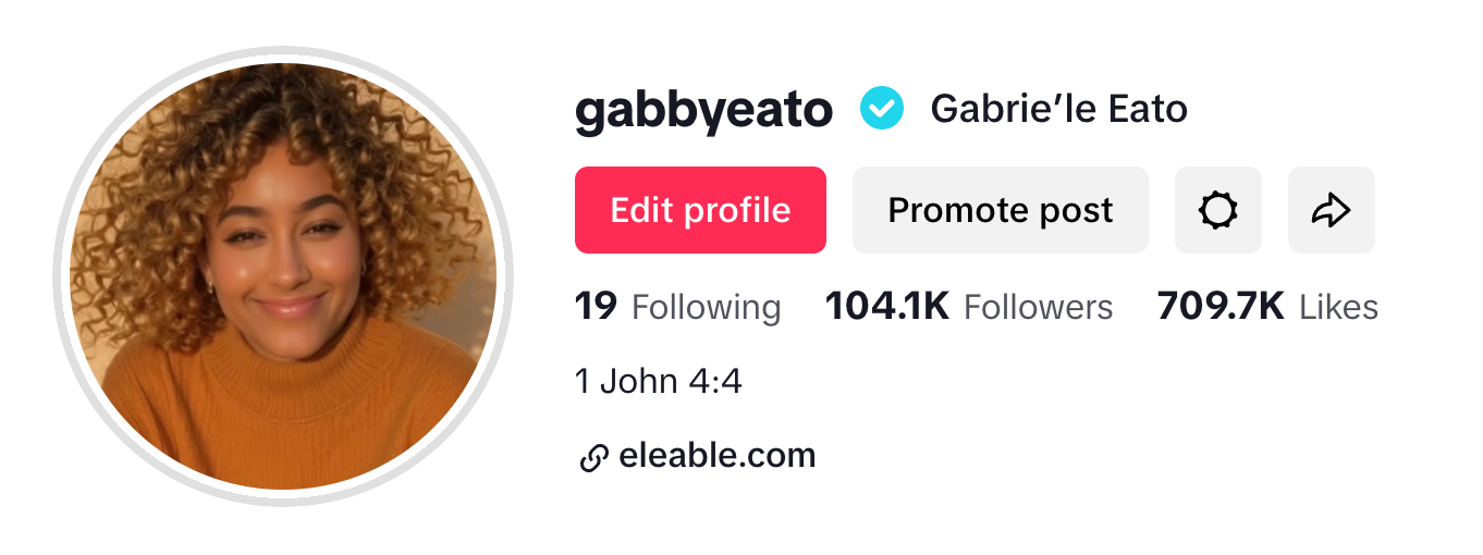 TikTok profile preview for Gabrieleeato