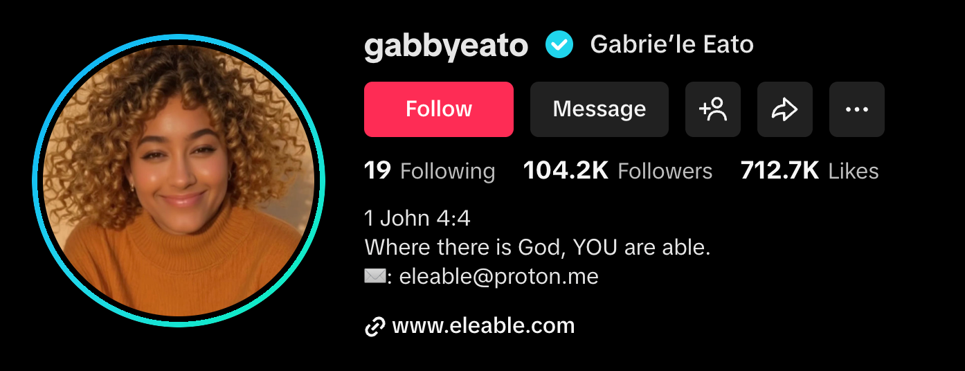 TikTok profile preview for Gabrieleeato
