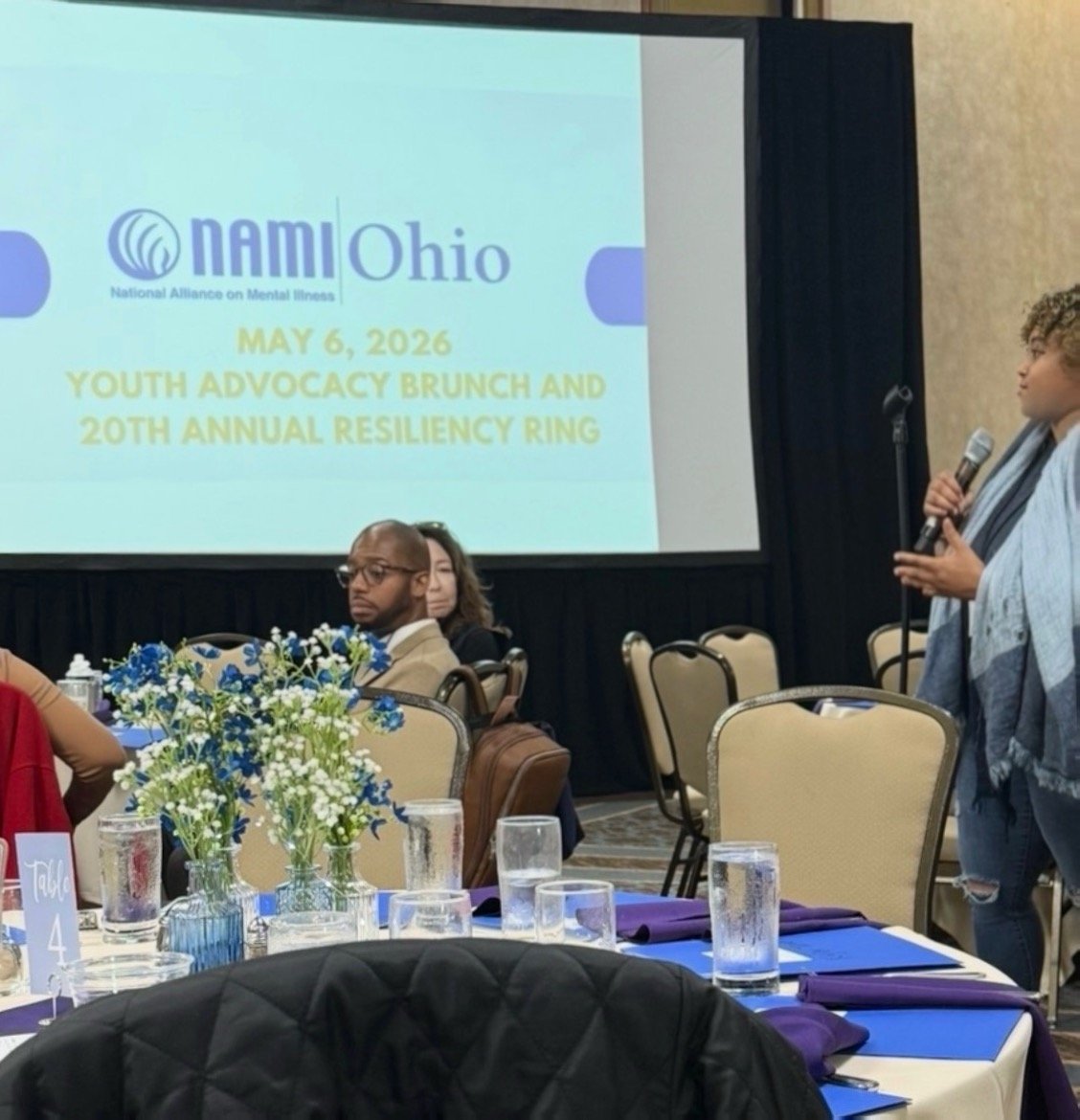 Gabrie'le Eato at a NAMI Ohio event advocating for autism awareness, mental health support, and inclusive communities.