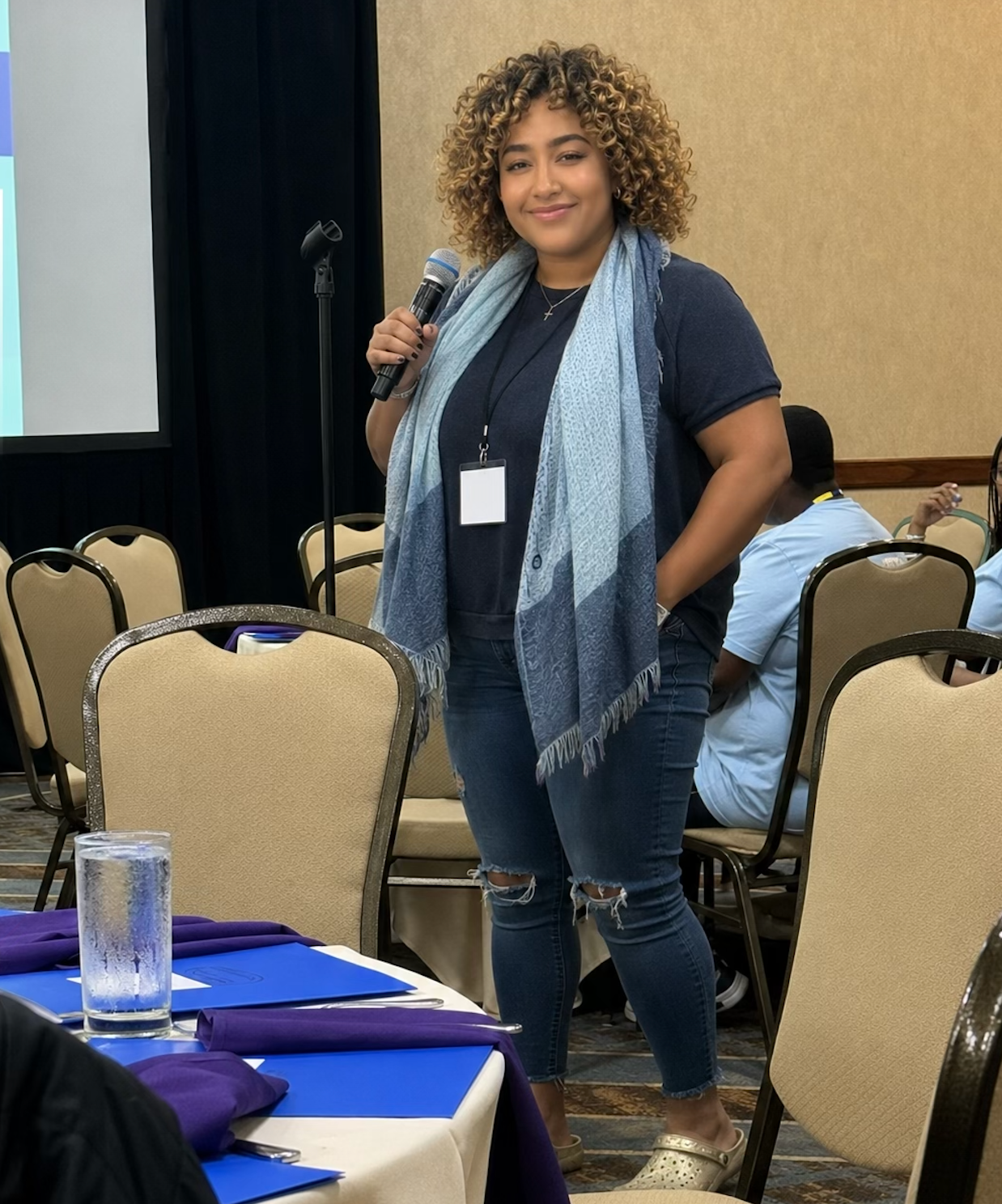 Gabrie'le Eato at a NAMI Ohio event advocating for autism awareness, mental health support, and inclusive communities.