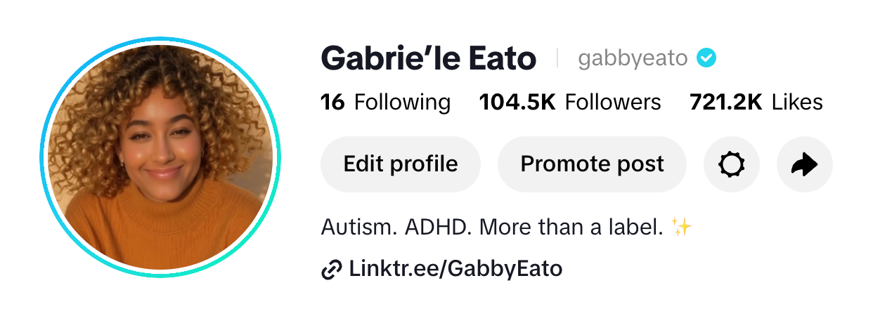 TikTok profile preview for Gabrieleeato